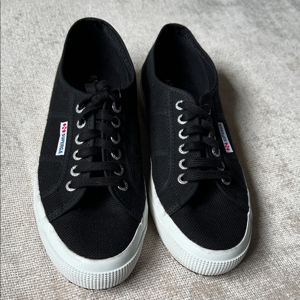Superga Women’s  8 1/2 Black and White Sneakers